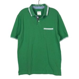 NWT Merona Green Polo Shirt with White Stripes